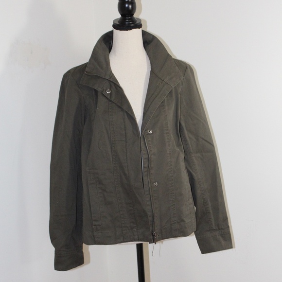 Coldwater Creek, dark olive green zip up  Fall-Spring - Summer jacket - Picture 1 of 11